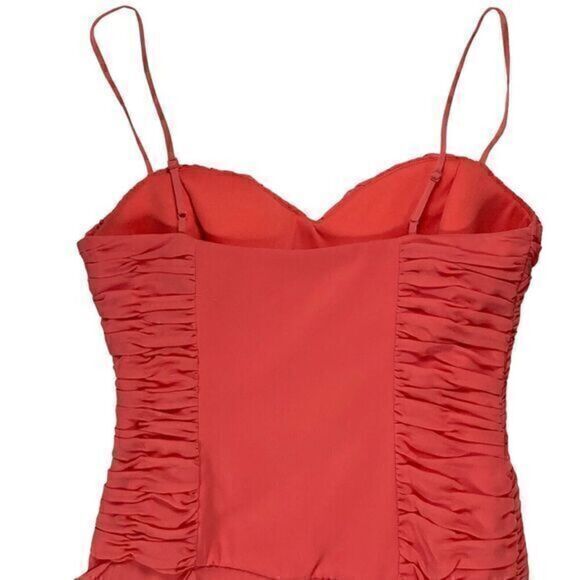 MAX & CLEO Dress Womens 6 Peach/Pink Spaghetti Straps Ruffles Side Zipper NWT - Picture 7 of 14